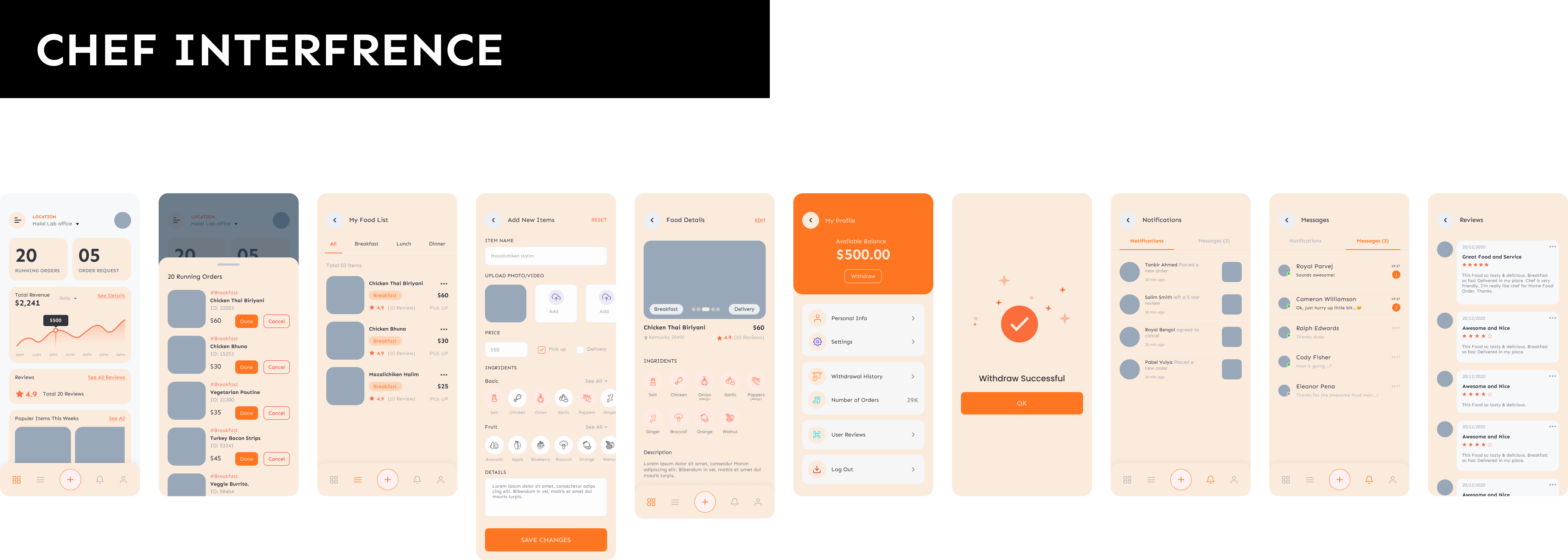 Chef Interface Screens