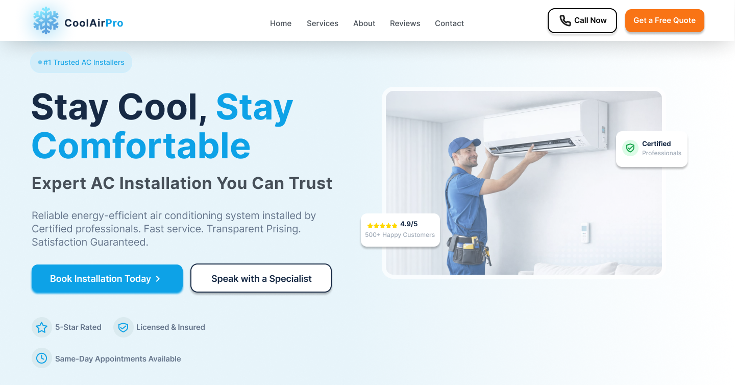 CoolAirPro Desktop View