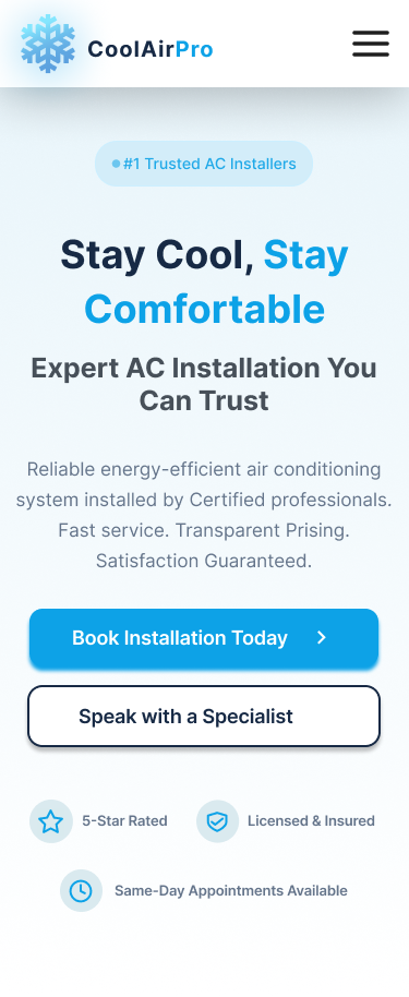 CoolAirPro Mobile View 1